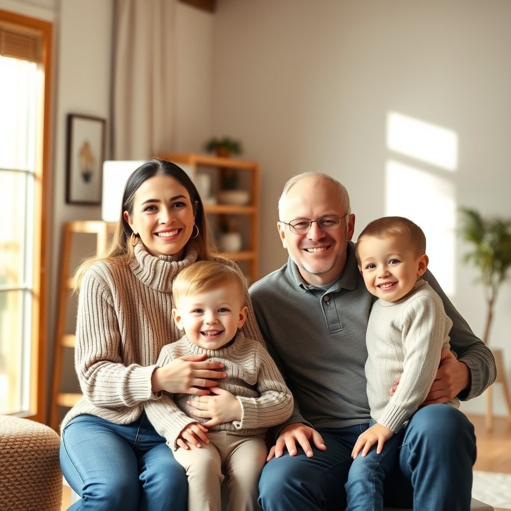 Family portrait session in studio